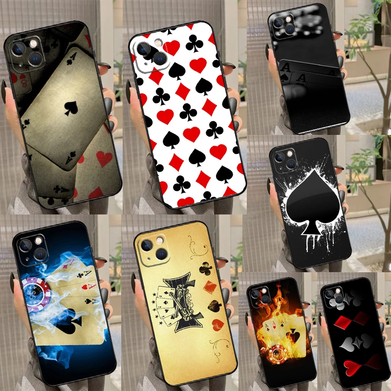 Spades Poker Play Cards Ace Cover For iPhone 14 11 12 13 15 16 Pro Max Mini Plus X XR XS Max Case