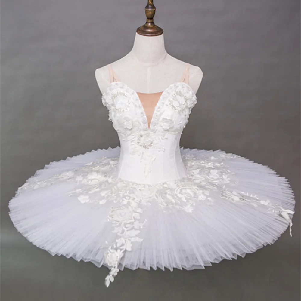 

Elegant White Swan High Quality Custom Size Custom Color Performance Dance Kids Girls Wear Velvet White Professional Ballet Tutu