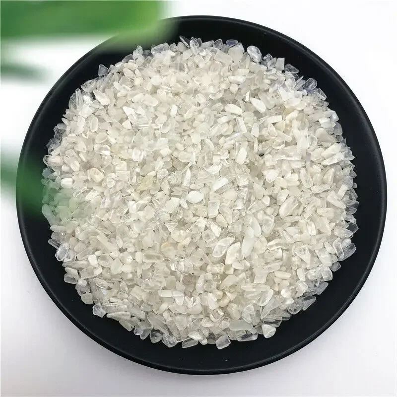 

1KG 3-5mm Natural White Moonstone Crystal Quartz Polishing Gravel Healing Chips Natural Stones and Minerals