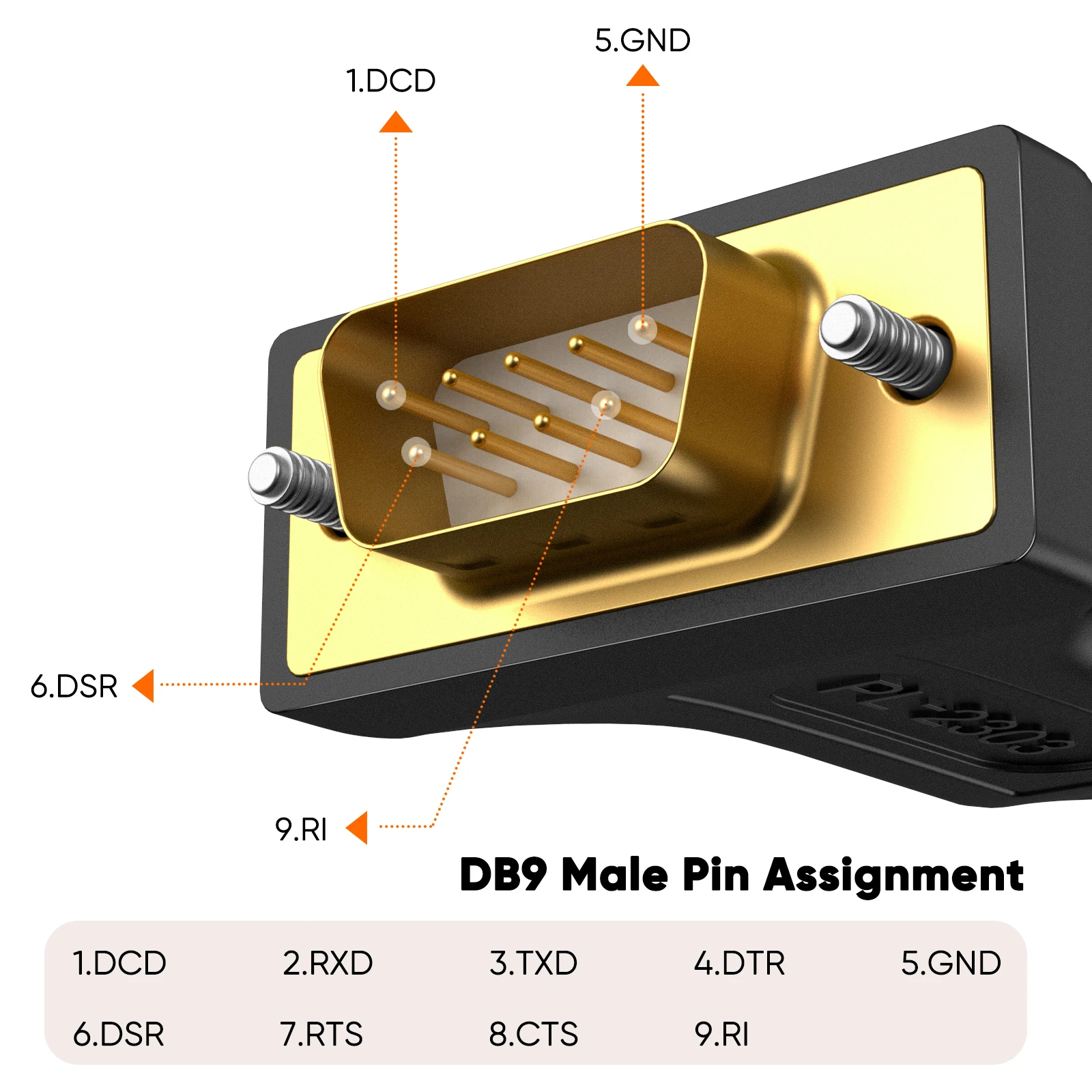 CableCreation USB to RS232 Male Cable, PL2303 Chip DB9 9 Pin Serial Adapter, Gold Plated for Windows 11/10/8/7, Linux, Mac
