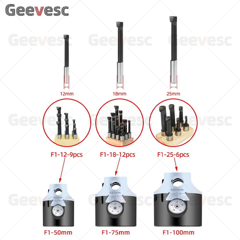 세트 F1 보링 헤드 MT2 MT3 MT4 MT BT30 BT40 NT30 NT40 R8 C20 C25 보링 공구 홀더 f1 50mm 75mm 100mm 보링 거친 2 3 4 인치