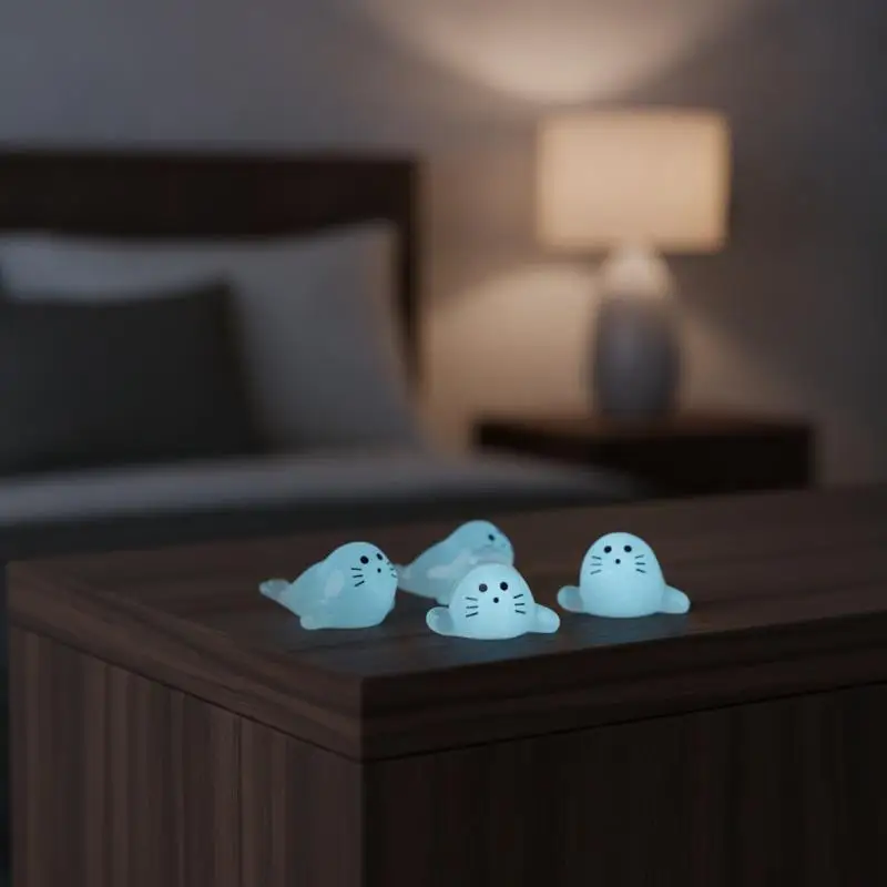10/20/30 Pcs Glow In The Dark Mini Seal Figurines, Resin Sea Animals Miniatures For DIY Craft Home Decoration Supplies