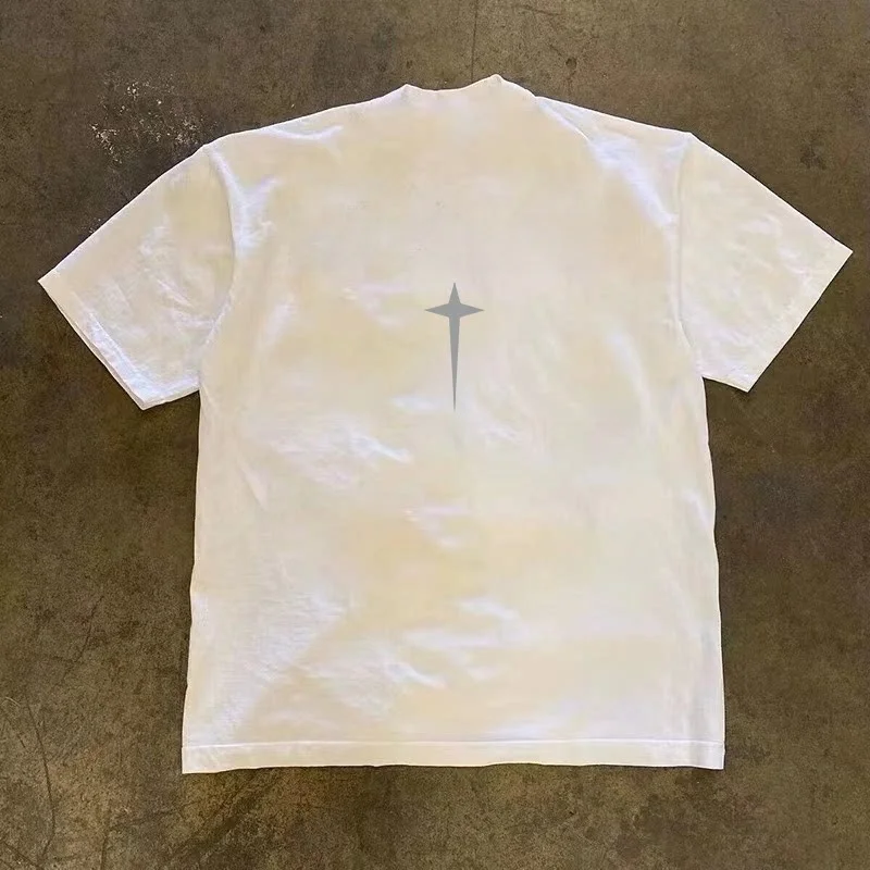 Pure Cotton Double Thread Loose Fit Short Sleeve T-Shirt American Retro Style for Men And Women Breathable Summer Top