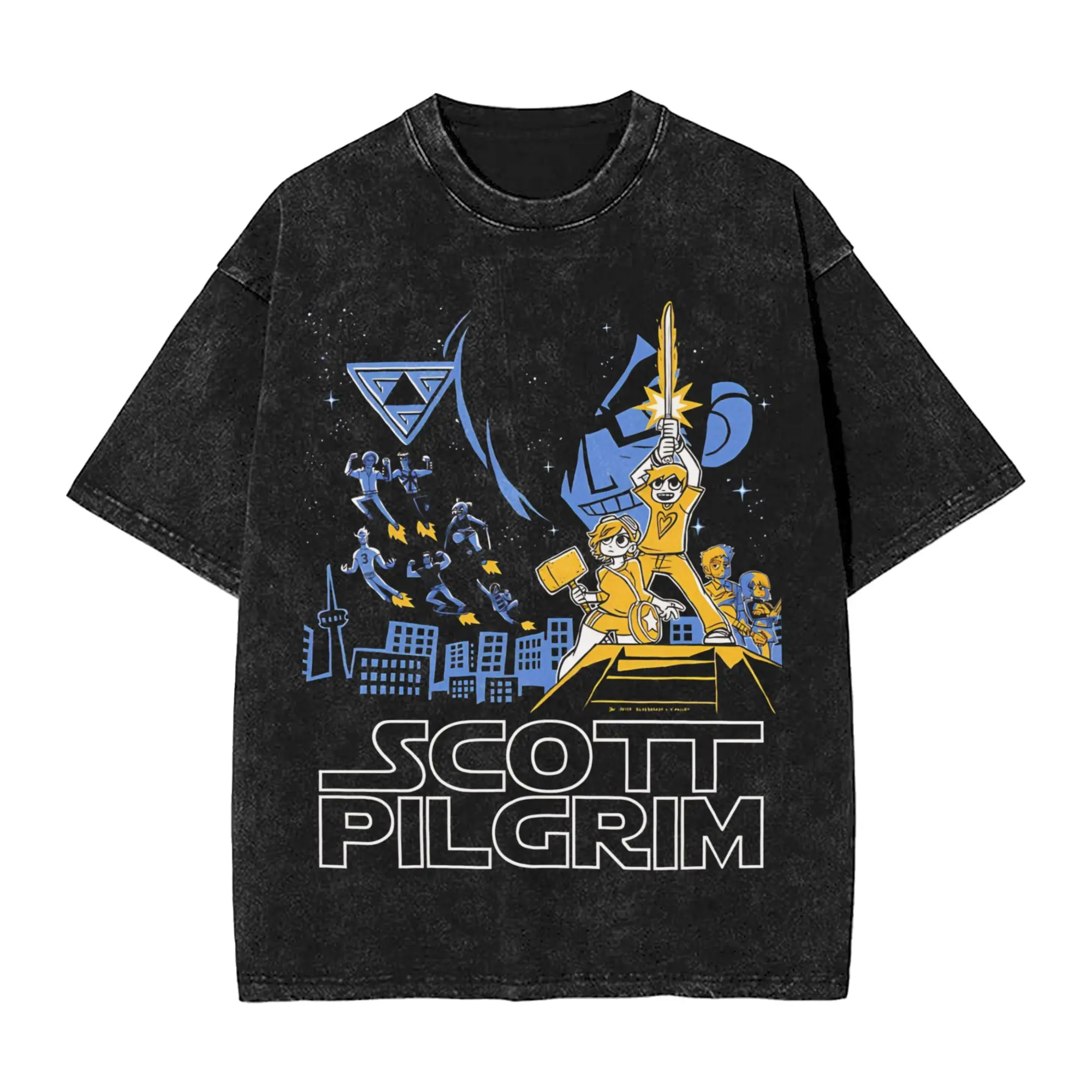 Printed Not So Long Ago Scotts Pilgrims vs The World Washed T Shirts Apparel Harajuku T-Shirts  Men Women Tees