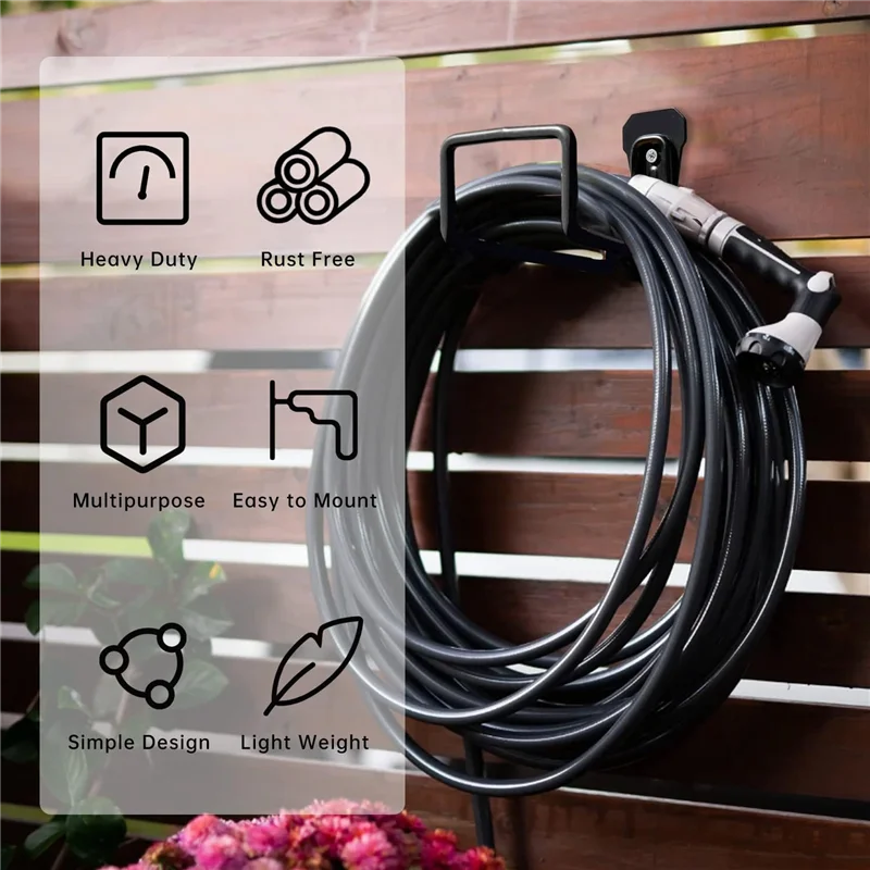 AT77 Garden Hose Holder Wall Mount, Duty Water Hose Hanger for Outside, Metal Hose Reels Hose Rack Hose Hook for Garden Hose
