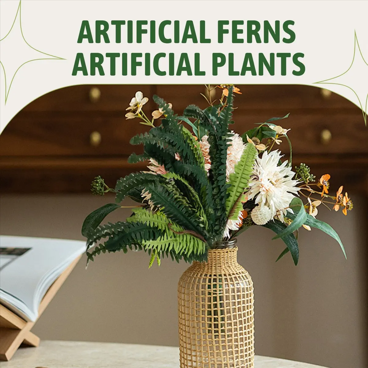 Goodprice Artificial Ferns for Outdoors & Indoors,Large Faux Ferns Fake Boston Fern Plant for Planter Garden Porch Entrance B