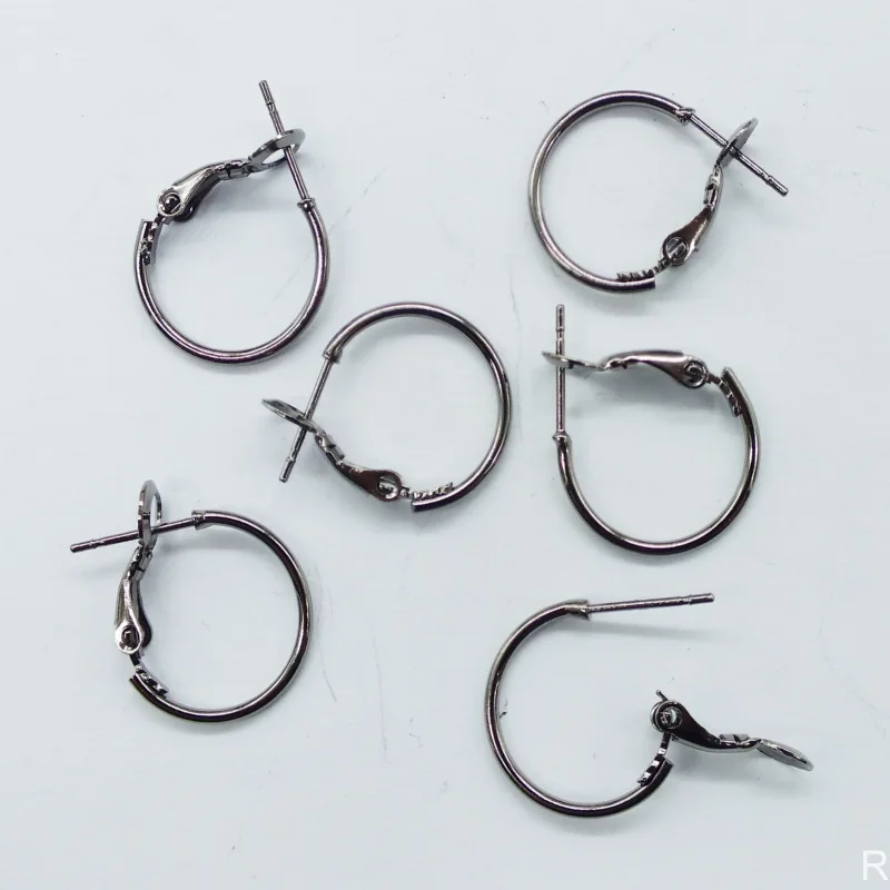 100piece 16/20/25mm Gunmetal color Plated hoop earrings earring hooks wires Jewelry Findings Accessories Nickel and Lead Free!!