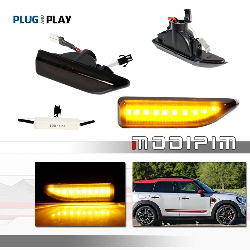 

Amber LED Car Front Bumper Side Marker Turn Signal Lights Fender Flare Lights For 2nd Gen Mini Cooper F60 Countryman 2017-up 12V