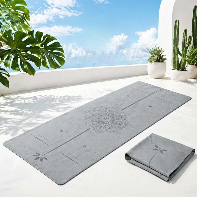 Widened Suede Yoga Mat Professional Fitness Mat 1mm Ultra Thin Sweat Absorbent Non Slip Rubber Foldable Yoga Exercise Mat