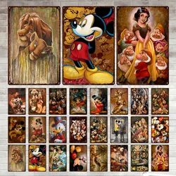 Disney Vintage metalowy znak myszka miki i kaczor Donald blaszane plakietki metalowe naklejki ścienne w stylu Retro plakat na blasze człowiek jaskinia Home Decor