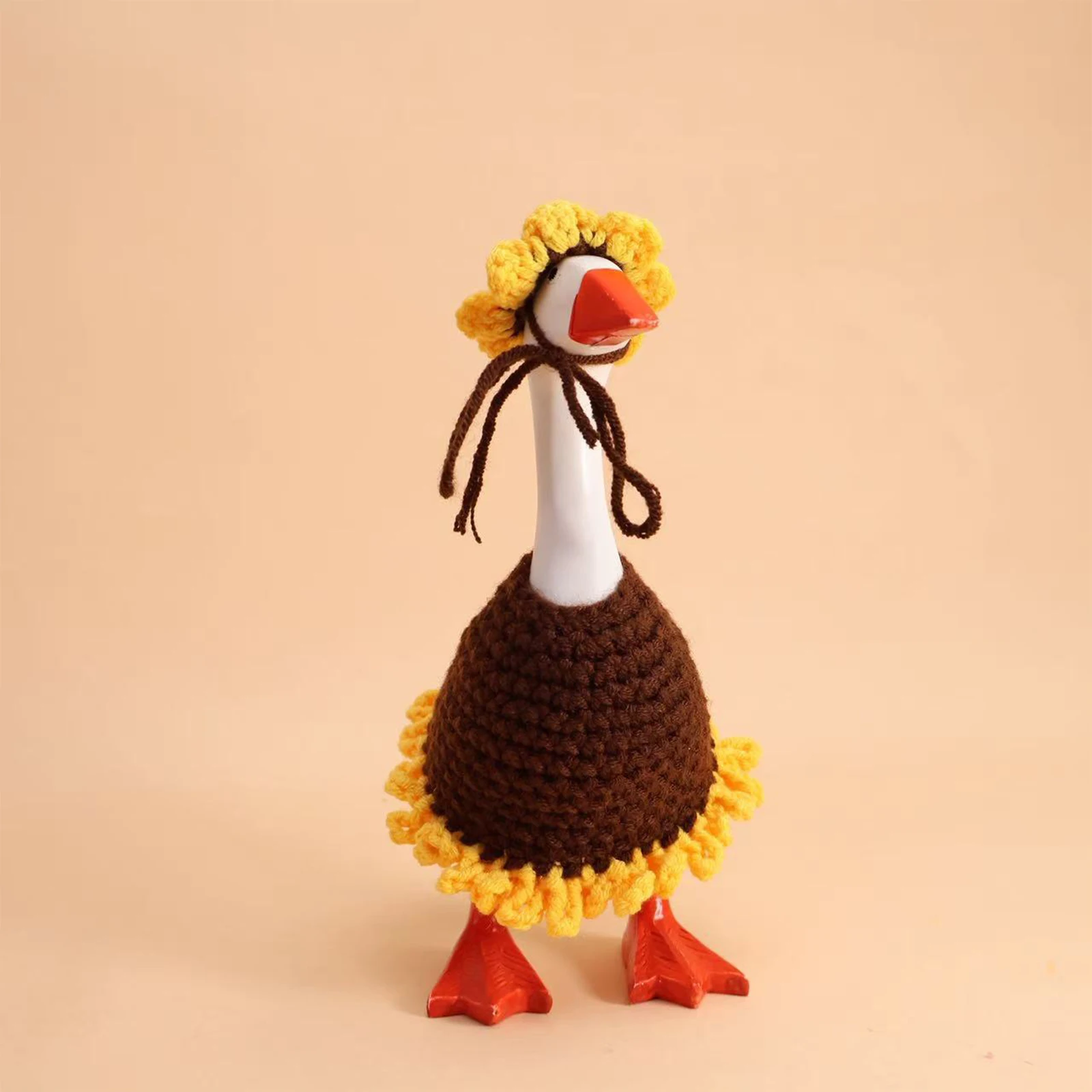 Desktop Mini Goose Outfit Statue Cute Creative Porch Goose Clothes Sunflower Clothing Set Garden Porch Decor