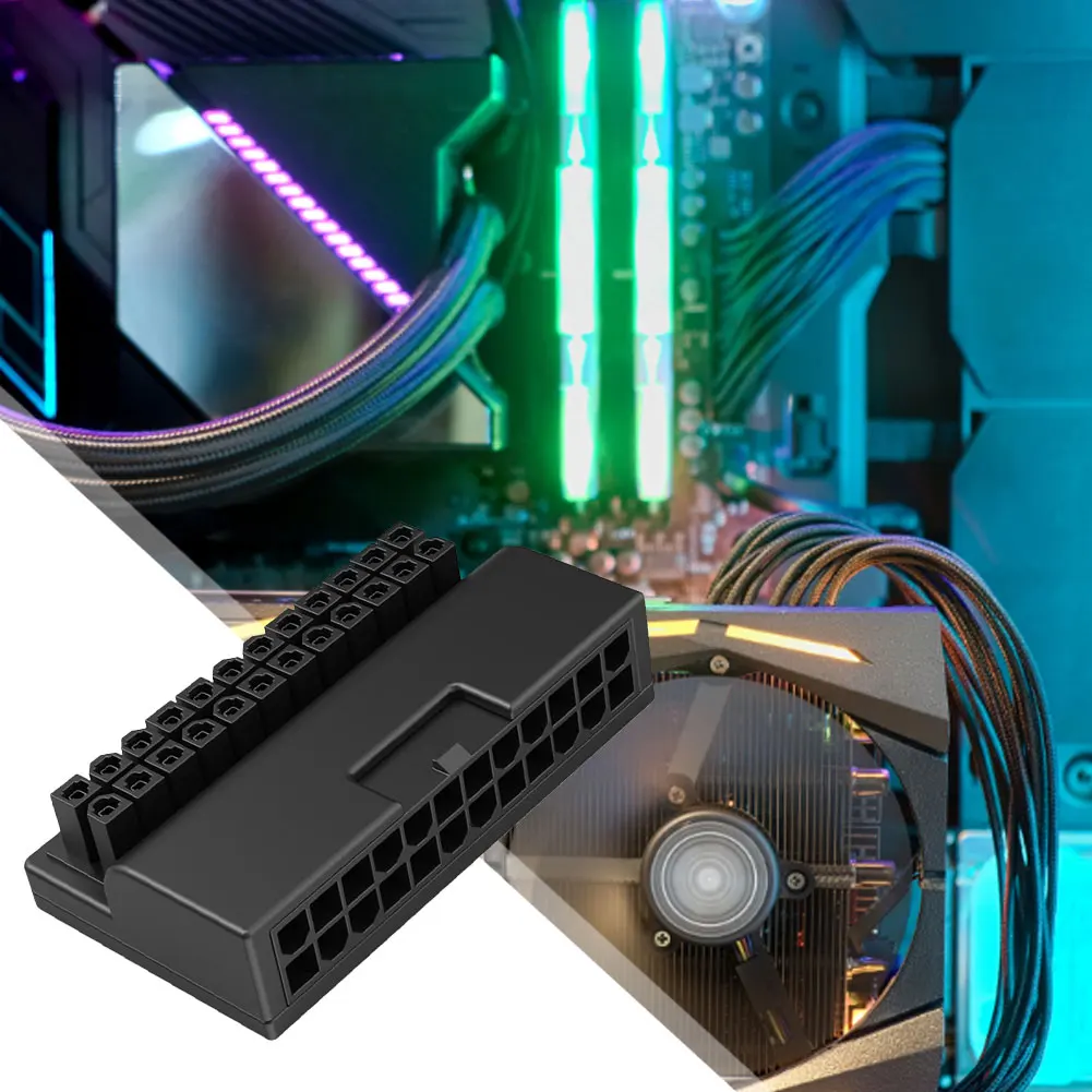 24Pin to 90 Degree Power Plug Adapter Mainboard Motherboard Power Supply Connector Adapter Steering Head