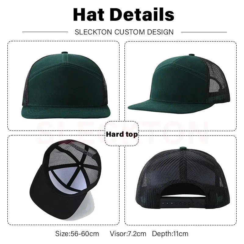 SLECKTON Custom Embroidery Logo Baseball Cap Brand Design Picture Print Mesh Cap Trucker Hat Mens Cap Unisex Wholesale