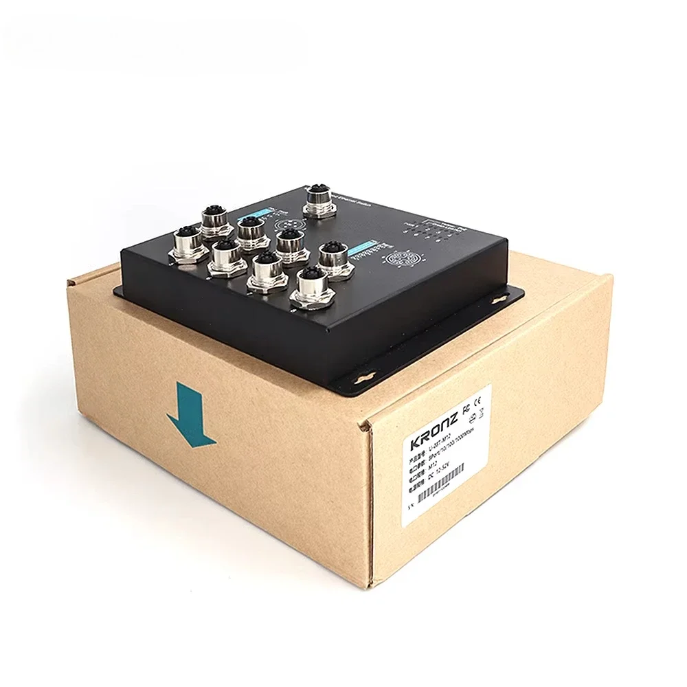 Nieuwe Onbeheerde M12 X-code 8-pins vrouwelijke connector Industriële Ethernet-schakelaars DC12-52V PoE-voeding M12 X-code 8-pins