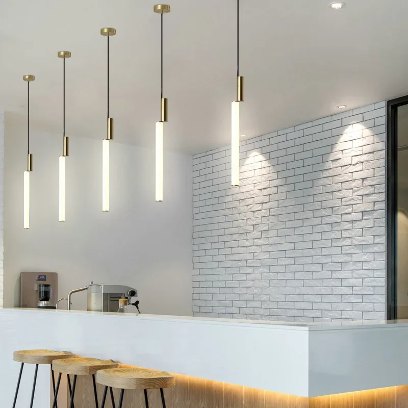 LED Minimalist Bar Counter Chandelier Nordic Living Dining Room Hotel Background Wall Lamp Bedroom Bedside Home Decoration Light