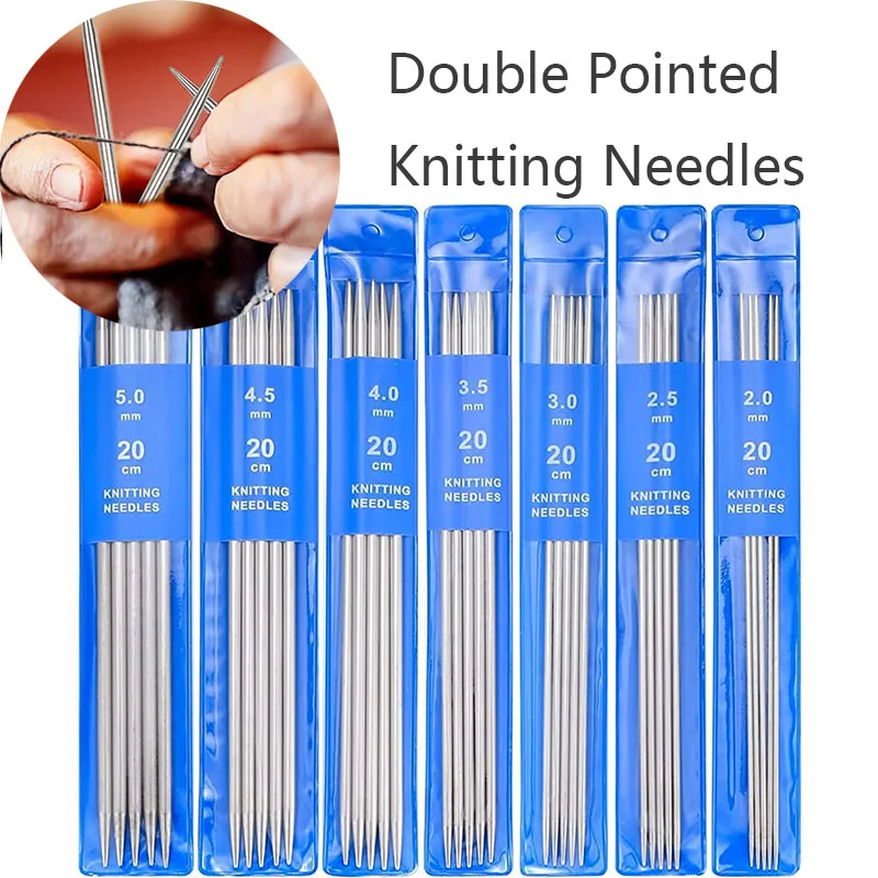 5Pcs/set 20CM Stainless Steel Knitting Needles Set 2-5MM DIY Sweater Weave Double Pointed Straight Beginner Knitting Tools