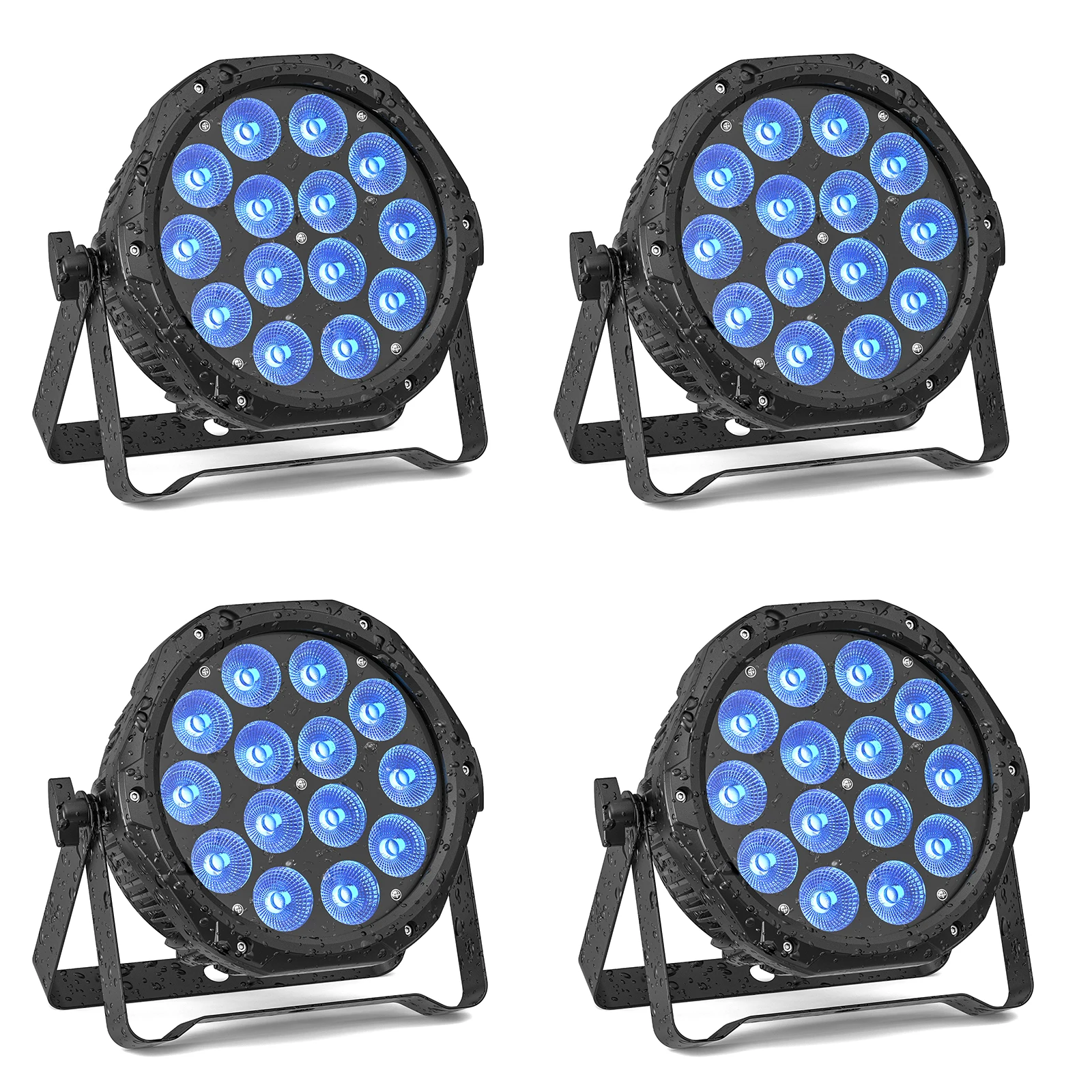 

U'King 4PCS Waterproof LED Par Light 14x10W LED RGBW DJ Party Light IP65 DMX512 Effect Stage Lighting for Disco Bar Nightclub