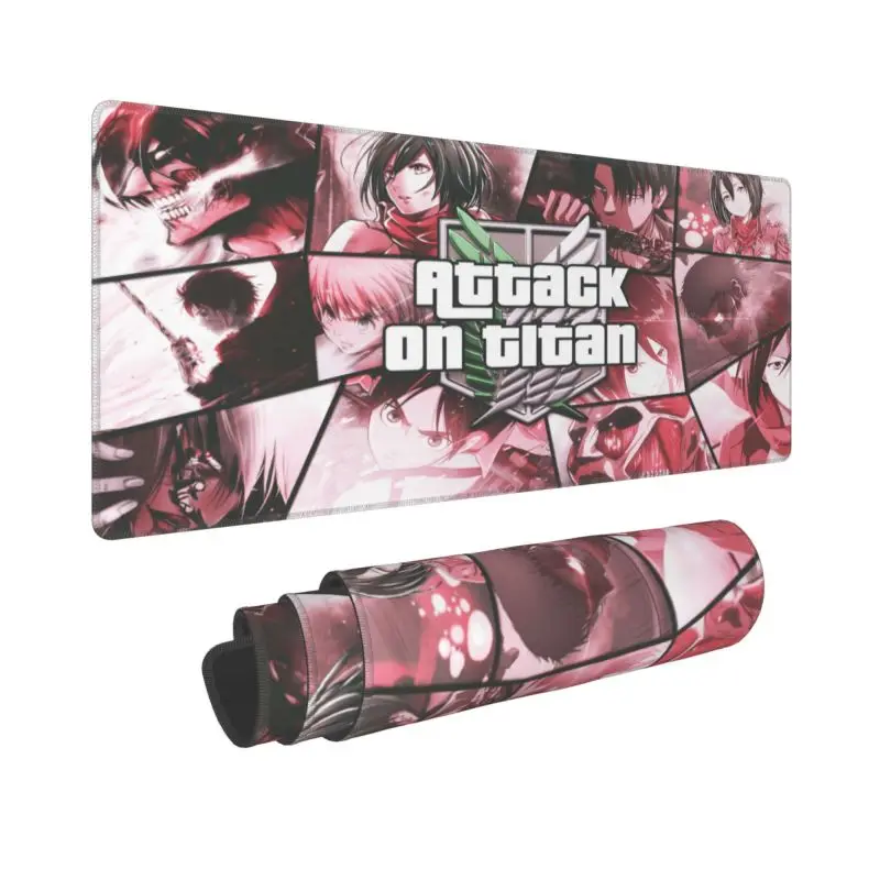 XXL Pc Gamer Non-slip Mousepad Attack On Titan Mousepad Keyboard Large Rubber Desk Mat Anime Computer Carpet Gaming Accessories