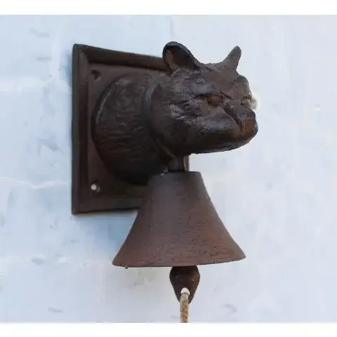 Courtyard cast iron cat head door bell antique iron hand cranked door front bell wall caf é decoration retro pendant