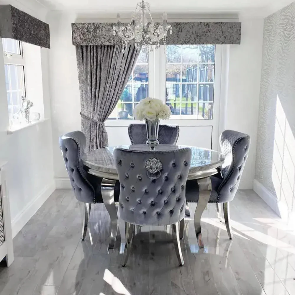 Simple Modern Luxury Furniture Dining Room Table and Chairs  Round Dining Table Set 4 Chairs Table and Chairs view 4