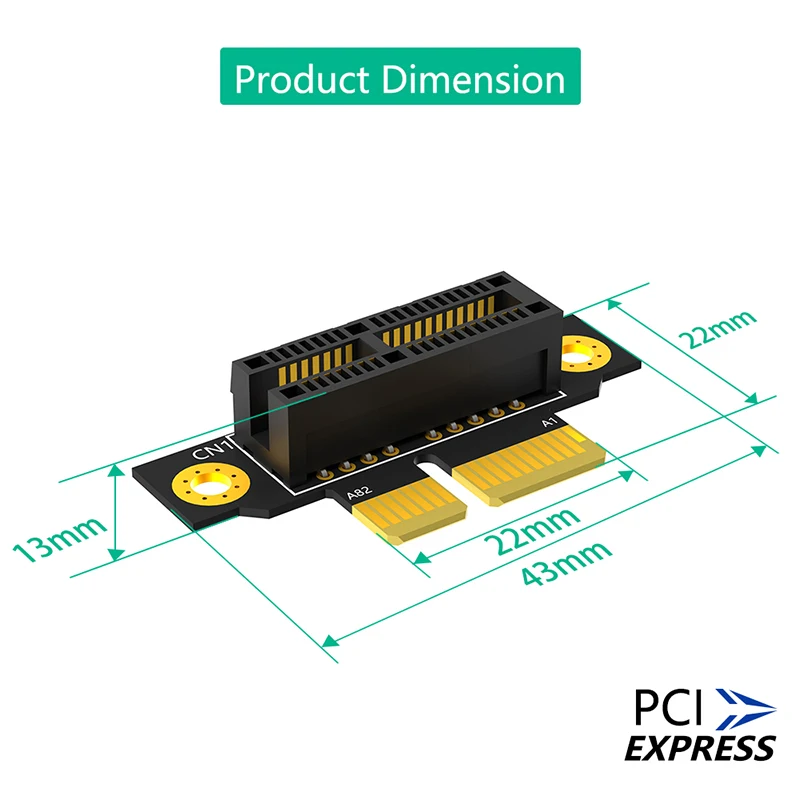 PCIE X1 3.0 kartu Riser pria, papan konverter adaptor Riser pria ke Wanita terbalik PCI Express 1X hingga 1X untuk 1U Server PC 20mm