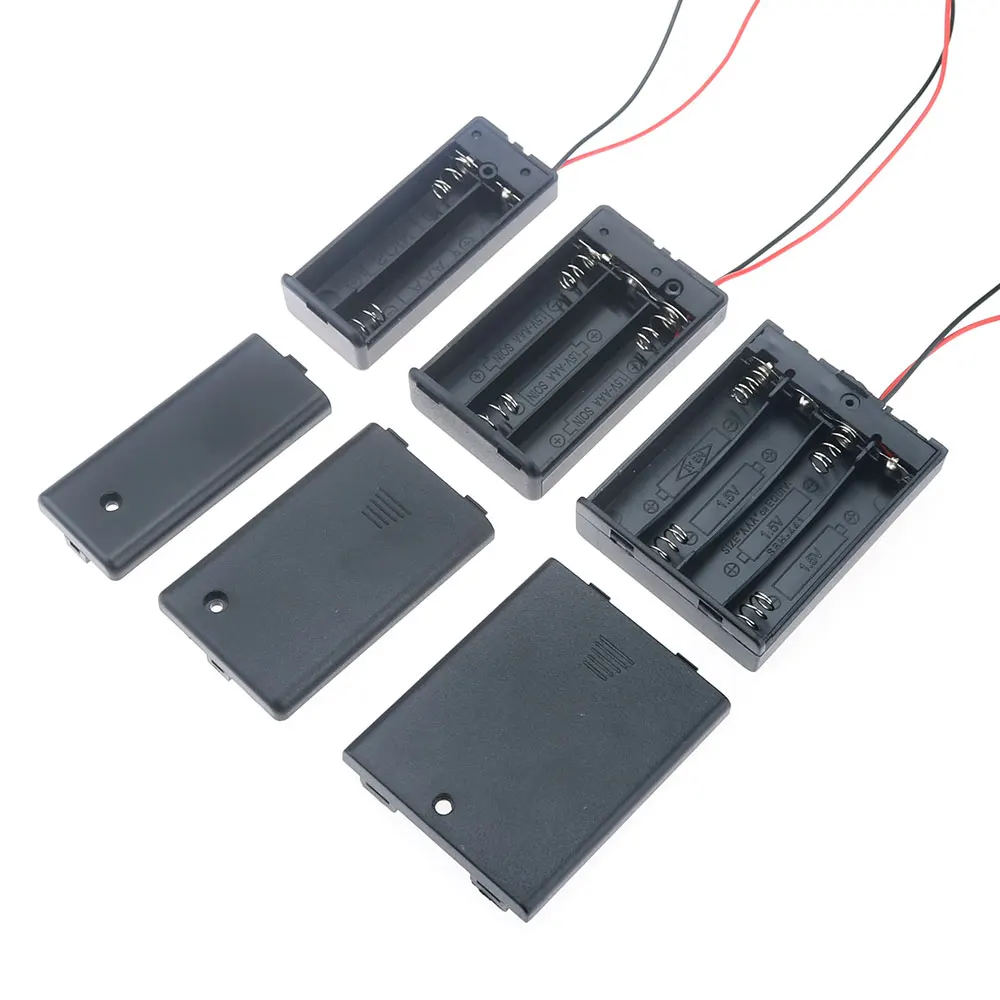 JCD 2 3 4 Slots AAA Battery Holder Case Battery Box With Leads With ON/OFF Switch Cover Standard Battery Container