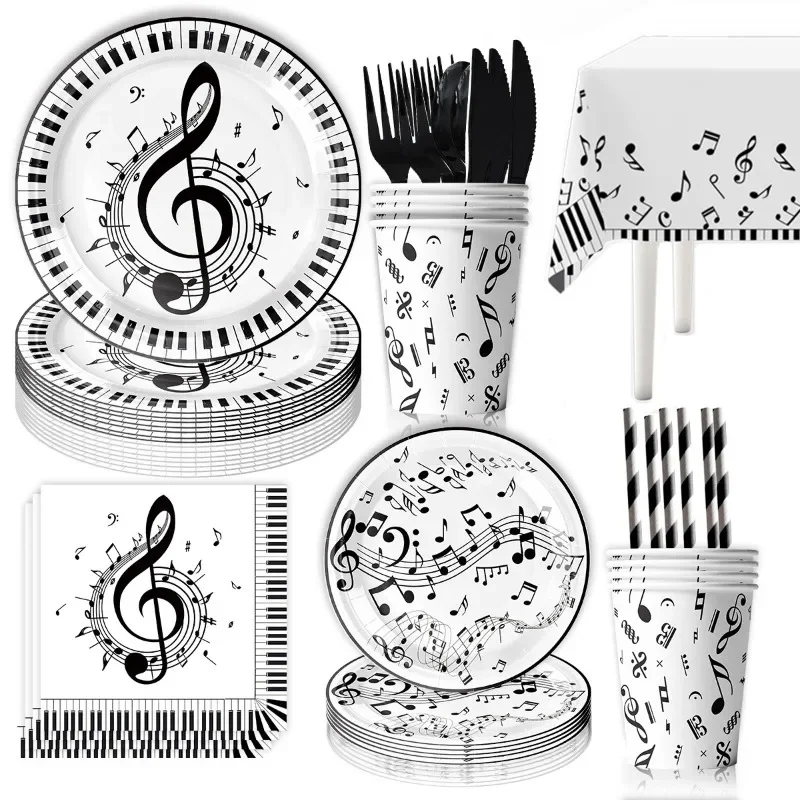 Music festival party cutlery Cow paper plates Paper cups Paper towels Birthday party decorations