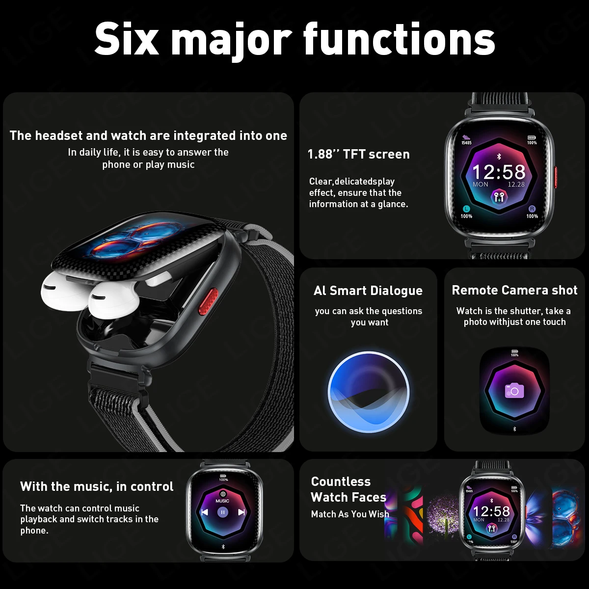 2 In 1 TWS Headset Smart Watch - огляд і ціна Smartwatch Noise Watches For Men