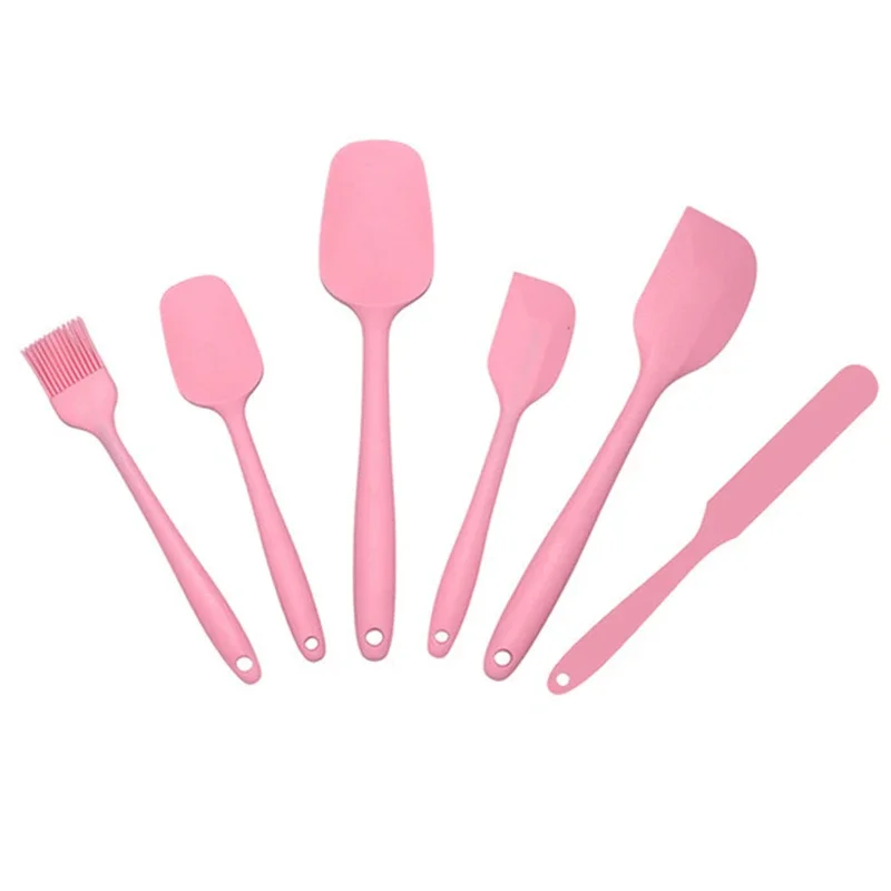 

6Pcs/Set Pink Silicone Baking Tool Sets Spatula Oil Brush Kitchenware Kitchen Utensils Bakeware