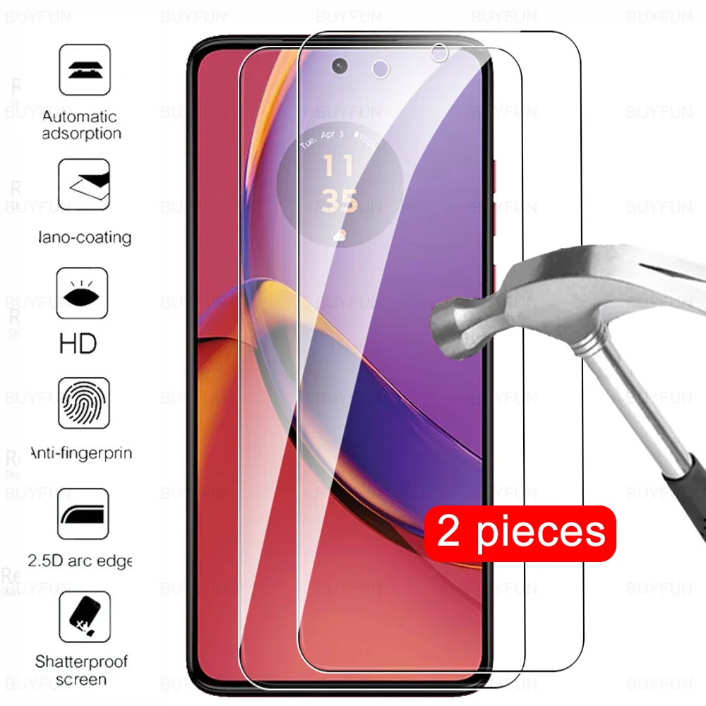 2 Pcs Protective Glass For Motorola Moto G84 5G Tempered Glass Screen Protector Moto Rola MotoG84 G54 G34 G24 Power G14 G04 4G