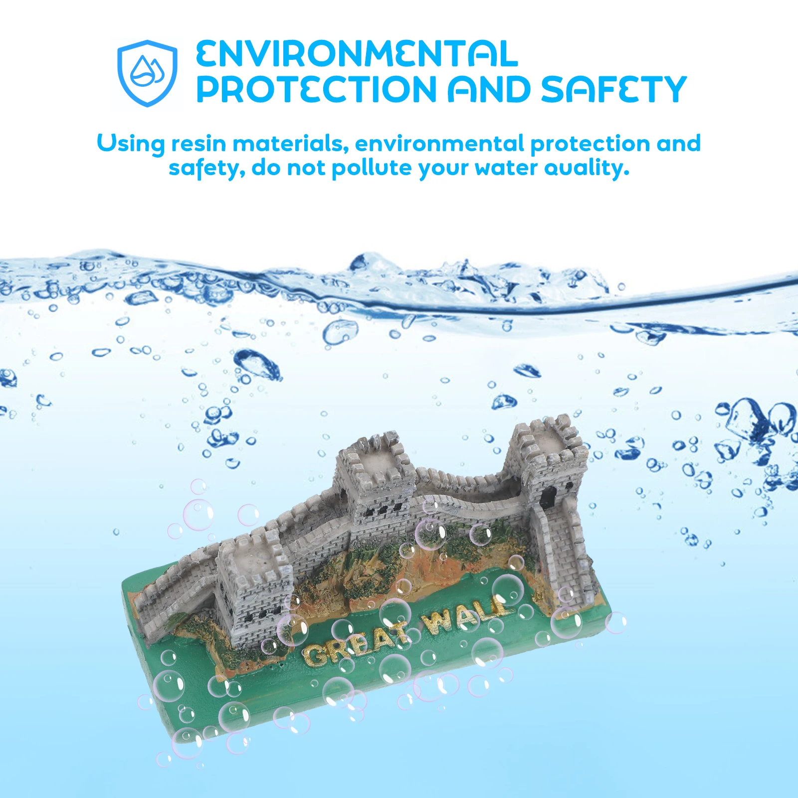 

Resin Great Wall Decor China Statue Fish Tank Landscaping Ornament Hideout Aquarium Supplies Craft Home Office Decoration