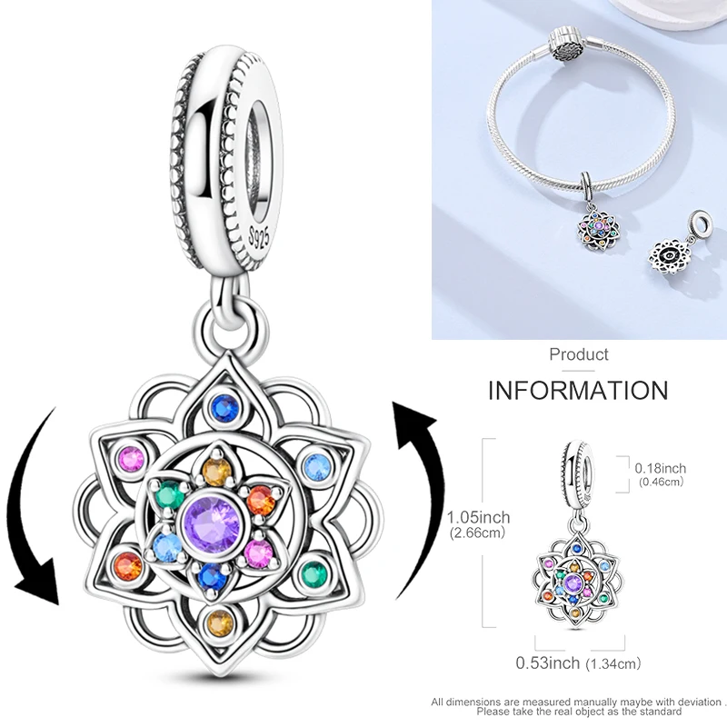 925 Sterling Silber Bunte CZ-Charm-Perlen Herz Baum des Lebens Elefant Hamsa Pfote Sonne Mond für DIY Armband Halskette Geschenk – Detail 21