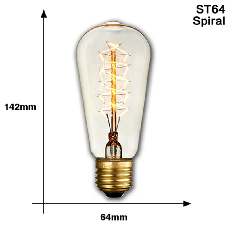 Retro Edison Gloeilamp E27 40W 220V A60 ST64 G80 G95 T45 Gloeilamp Ampul Vintage Edison Lamp gloeidraad Voor Home Decor