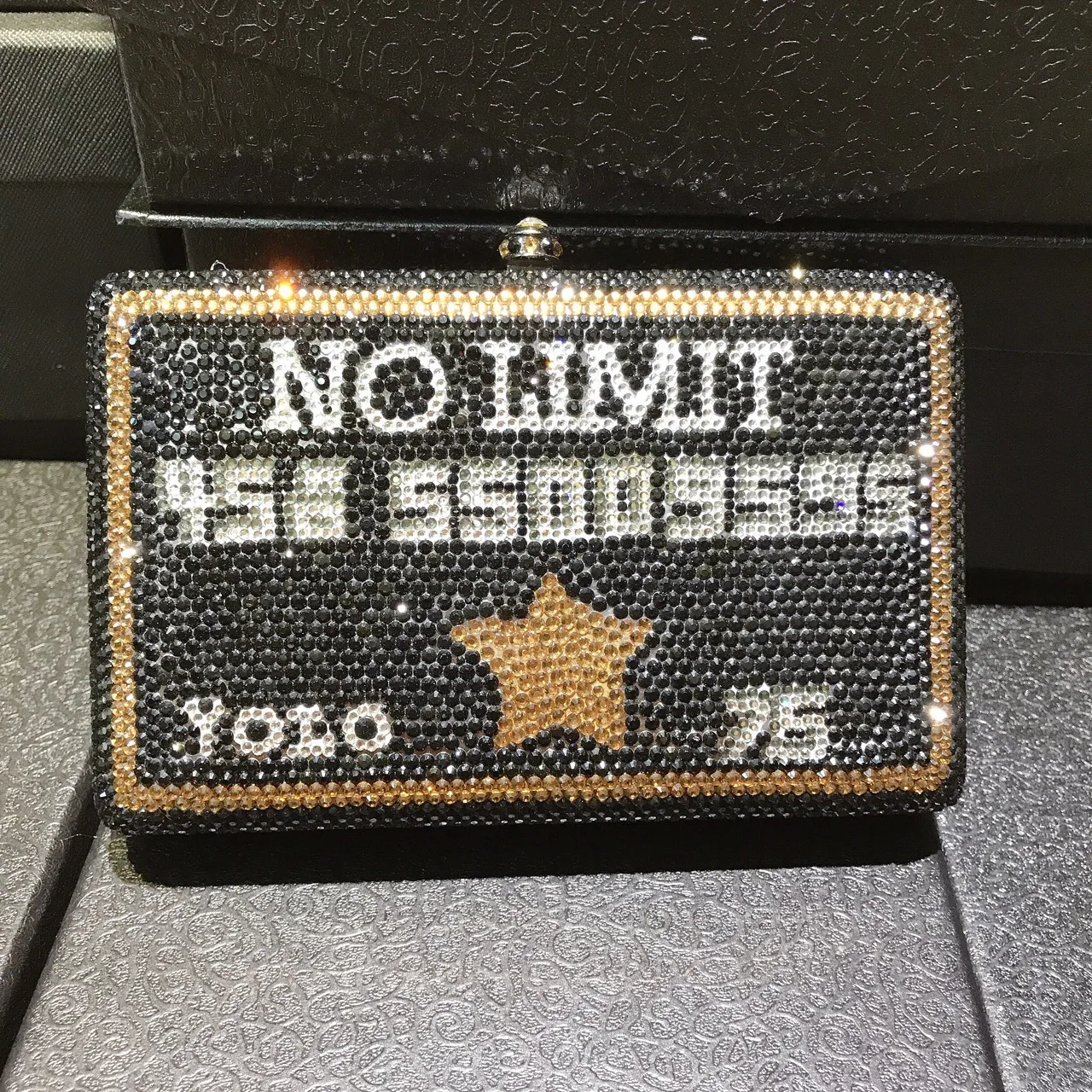 

Black Credit Card Crystal Niche Banquet Full Diamond Handmade Diamond-encrusted Dinner Bag Chain Small Square Bag Bolso De Mujer