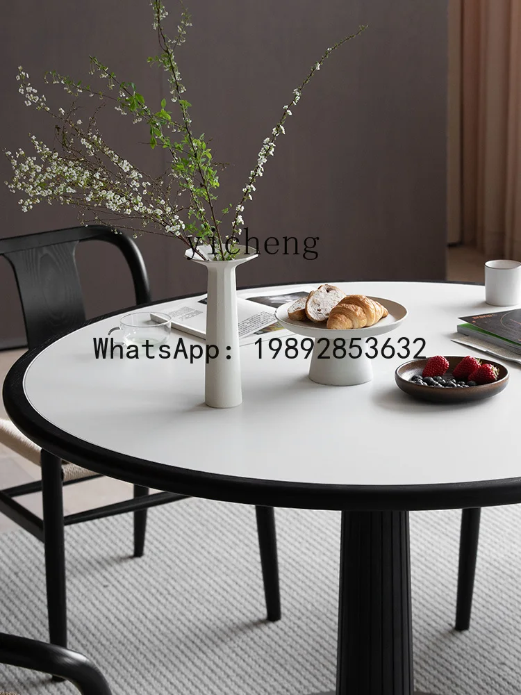 A1 Round Table Rock Slab Model, Home Furnishing | Solid Wood Rock Slab Dining Table Household Small Apartment High Sense