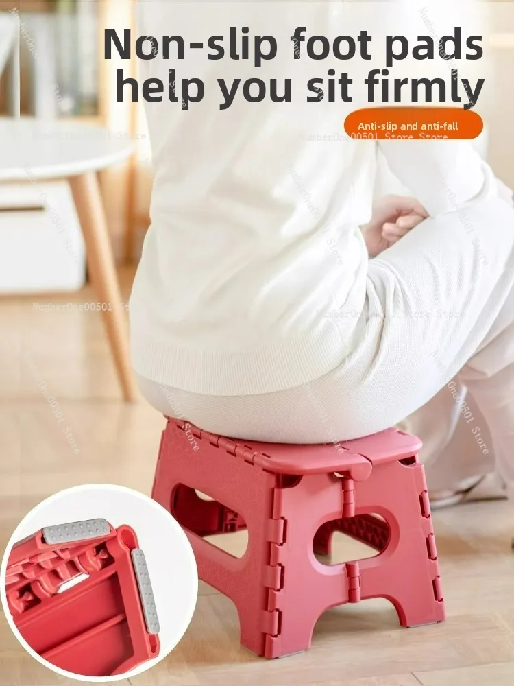 Plastic Folding Stool Portable  Free Chair  Kitchen Bathroom Living Room Durable Lightweight Stool with Non Slip Feet