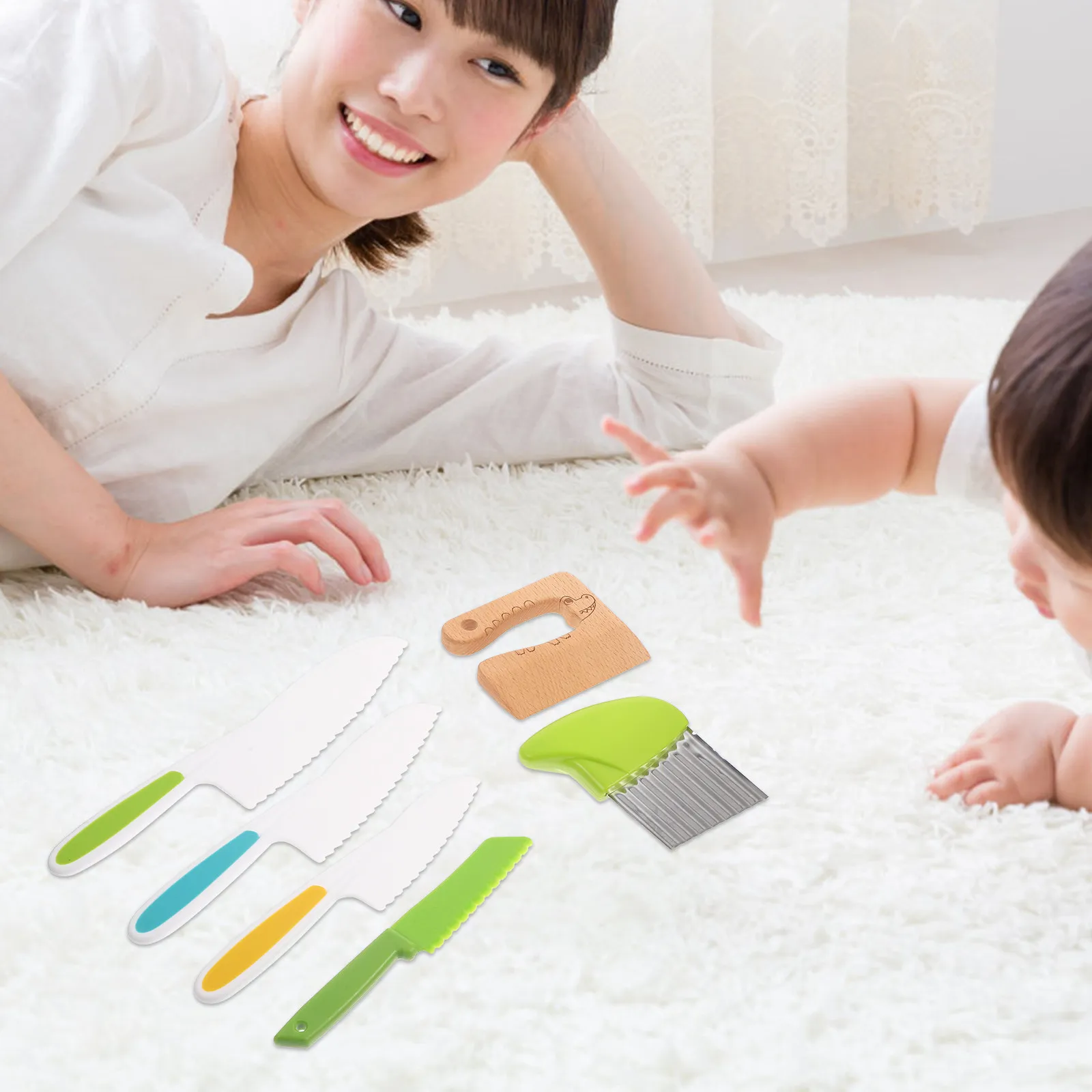 

Набор детских деревянных безопасных ножей для кухни, реалистичные игрушечные ножи для нарезки овощей и фруктов, имитация кухонных инструментов