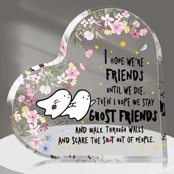 1PC Best Friend Birthday Gifts For Women Bestie Cute Heart Paperweight Keepsake Halloween Gifts Funny Acrylic Plaque for Friends