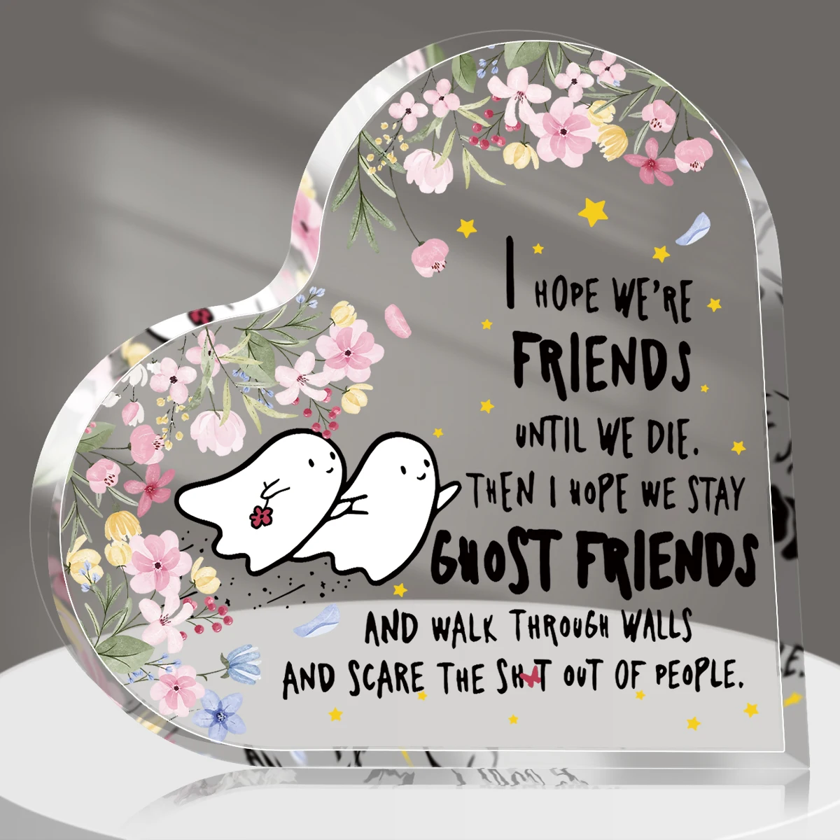 1PC Best Friend Birthday Gifts For Women Bestie Cute Heart Paperweight Keepsake Halloween Gifts Funny Acrylic Plaque for Friends