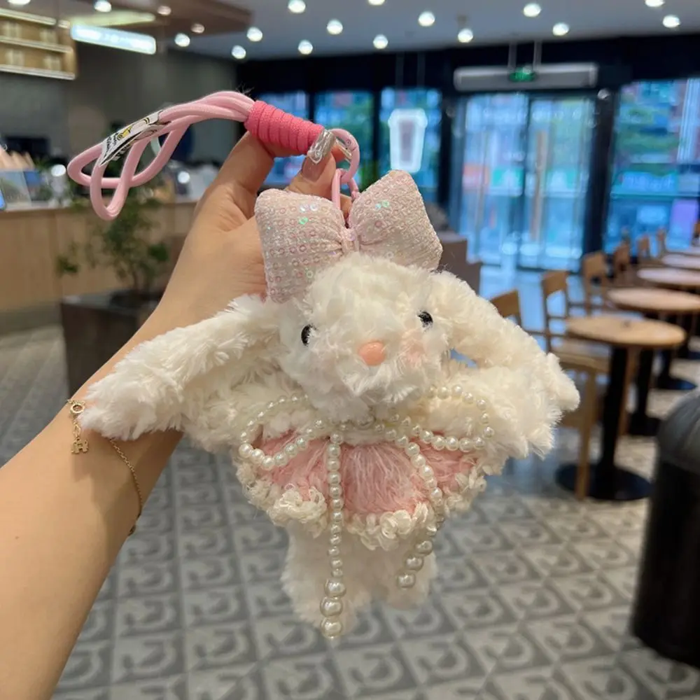 

Drooping Ear Plush Rabbit Keychain Large Bow Cartoon Bunny Dolls Pendant Bag Hanging Stuffed Rabbit Keyring Backpack Decor