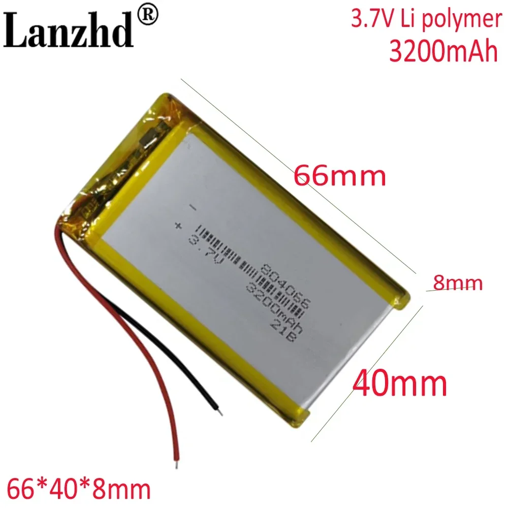 3.7V Polymer 3200mAh lithium ion Li-ion battery for tablet pc power bank GPS mp3 mp4 mp5 Led Lamp speaker camera recorder 804066