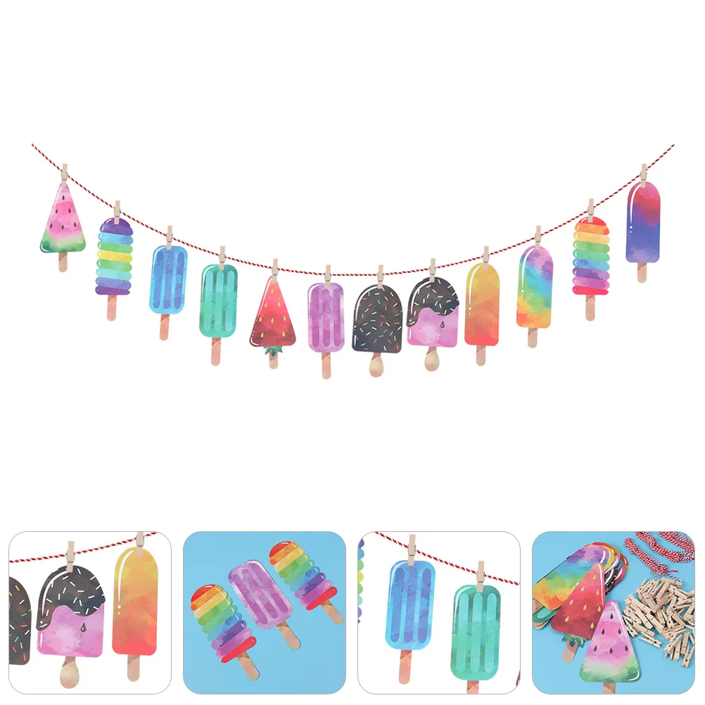 

Decorations Party Dress Banquet Popsicle Birthday Banner Paper Ice Cream Supplies