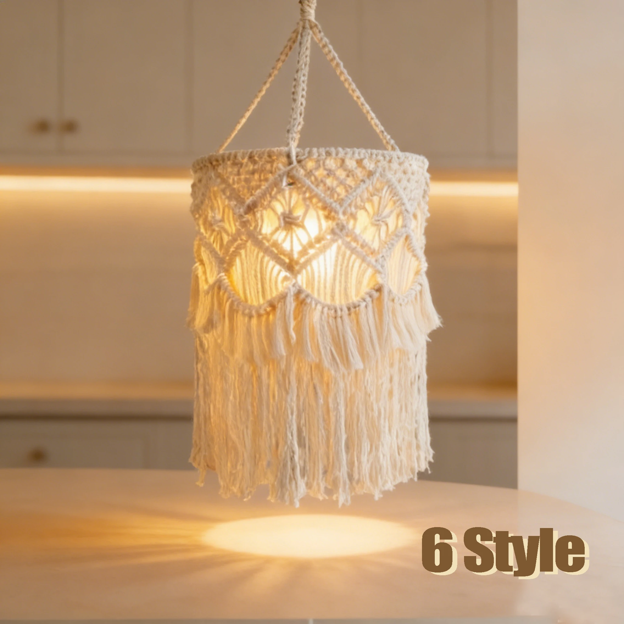 Handmade Cotton Rope Woven Lampshade Boho Decor Wall Tapestry Macrame Hanging Decoration Room Wall Hanging
