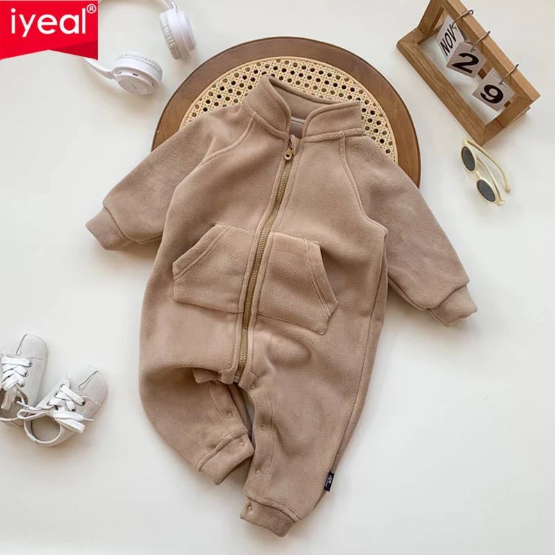 IYEAL Baby Boy Clothes Girl Rompers Newborn Infant Baby Clothing Soft Warm Fleece Jumpsuit Playsuit Autumn Toddler Outwear