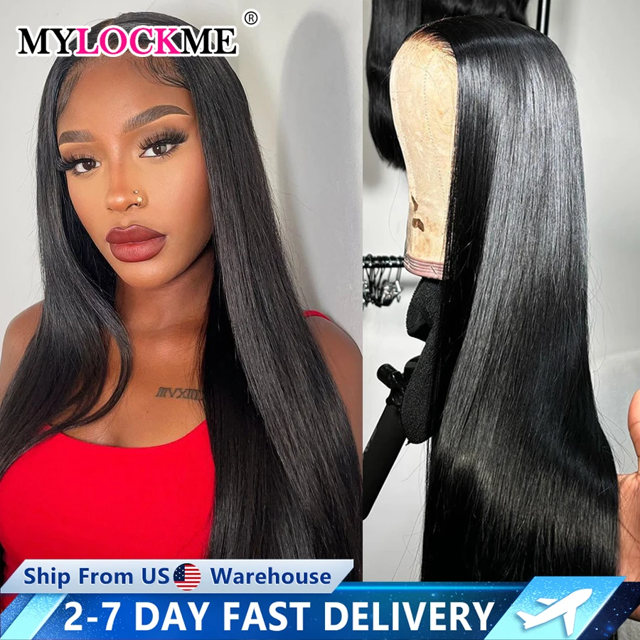 180% Density Straight 13x4 13x6 HD Lace Front Wigs Human Hair Transparent Lace Frontal Wig For Women 4x4 Lace Closure Wig