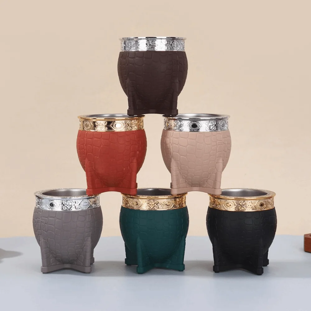 Durable 180 ML Stainless Steel Double Wall Cup Tortoiseshell Pattern Rust-proof Mate Cup Flat Bottomed Coffee Cup Kitchen