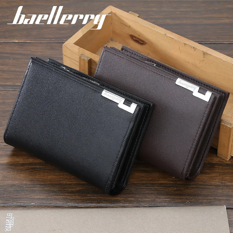 Baellerry-Portefeuille court pour homme, porte-cartes, grande capacité, fermeture éclair, mode décontractée, orgue, nouveau