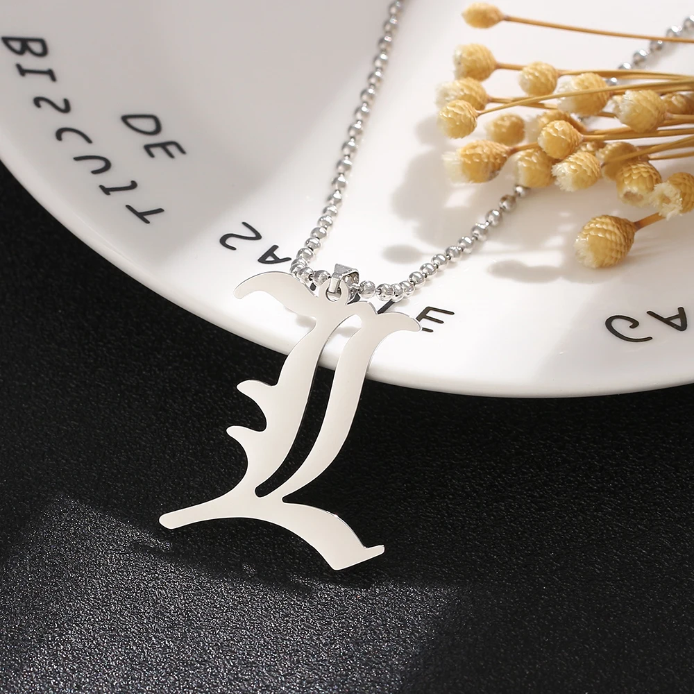 Collar con la Letra L de Death Note, Creativo y Moderno, Cadena de Cuentas de Acero Inoxidable, Colgante, Joyería Cosplay, Regalo para Fans del Anime