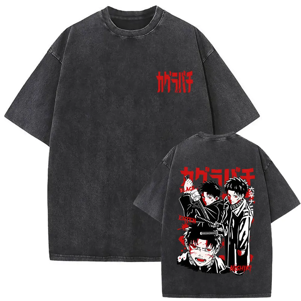 

Hot Sale New Anime Kagurabachi Rokuhira Chihiro Vintage Washed T-shirt Men Women Fashion Casual T Shirt Unisex Manga Streetwear