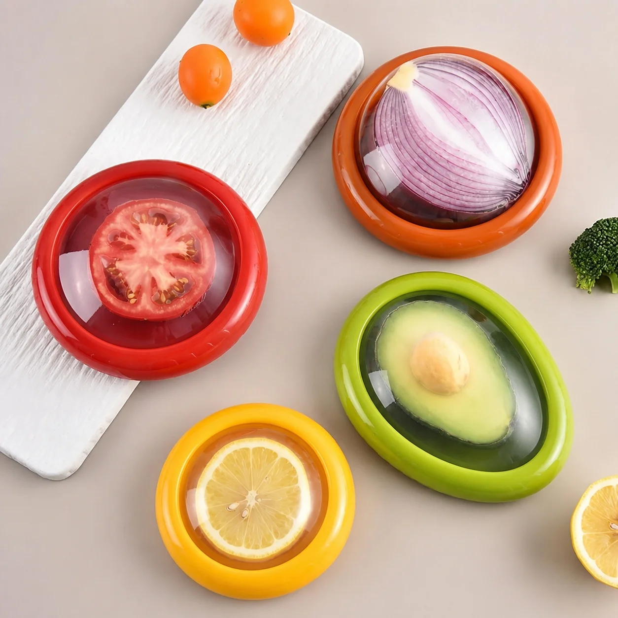 Reusable Fruit Vegetable Storage Containers Avocado Lemon Tomato Onion Half‑Cut Transparent Refrigerator Fresh‑Keeping Box
